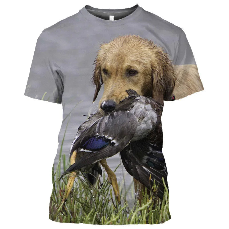 the DUCK HUNTER - Dog Camouflage Hunting T-Shirts Animal 3D Print Men Streetwear Short Sleeve T Shirt Oversized Harajuku Y2k Top Tees Man Clothing