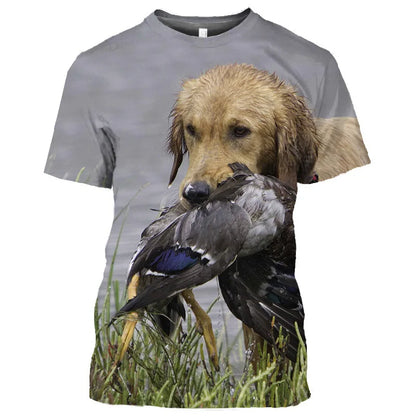 the DUCK HUNTER - Dog Camouflage Hunting T-Shirts Animal 3D Print Men Streetwear Short Sleeve T Shirt Oversized Harajuku Y2k Top Tees Man Clothing