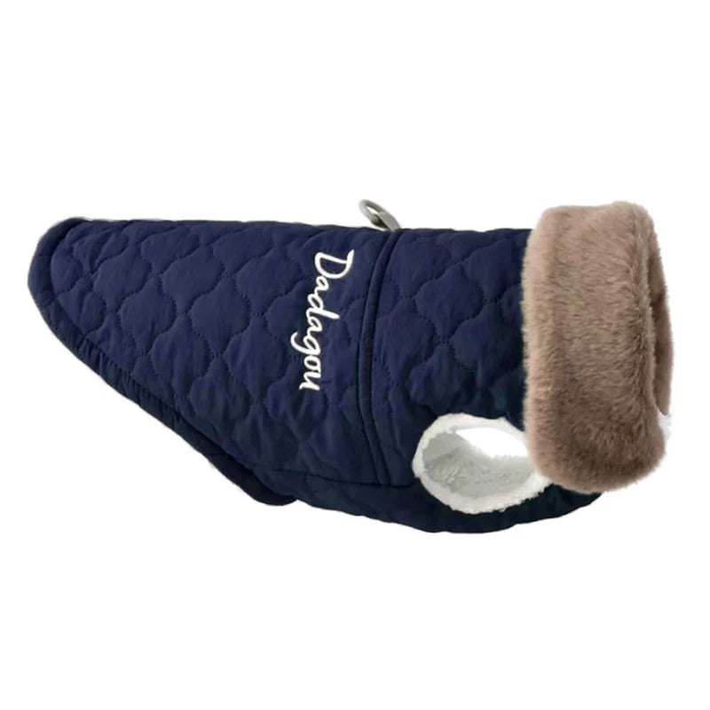 the FROSTGUARD FLEECE JACKET - Waterproof Fur Collar Dog Jacket, Winter Warm Fleece Dog Clothes for Small Dogs, Puppy Pet Vest, Chihuahua Yorkie Pug Coat