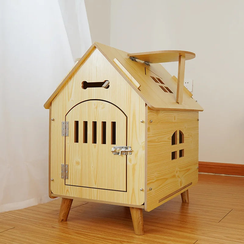 Indoor Dog House Bed Door Small Medium Cat Dog Kennel Outdoor Comfortable Puppy House Inside with Vents Pets Cage Supplies