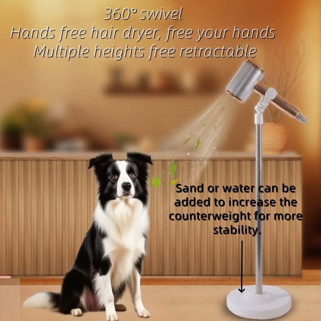 Hands Free Hair Dryer Holder Adjustable Height 360 Degree Rotation More Stable Holder for Dog Hair Dryer Stand Pet Grooming Tool
