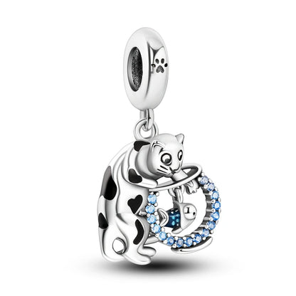 Dog Pet Charms 925 Silver Doggy Paw French Bulldog Bones Beads fit Original Bracelet DIY Fine Jewelry