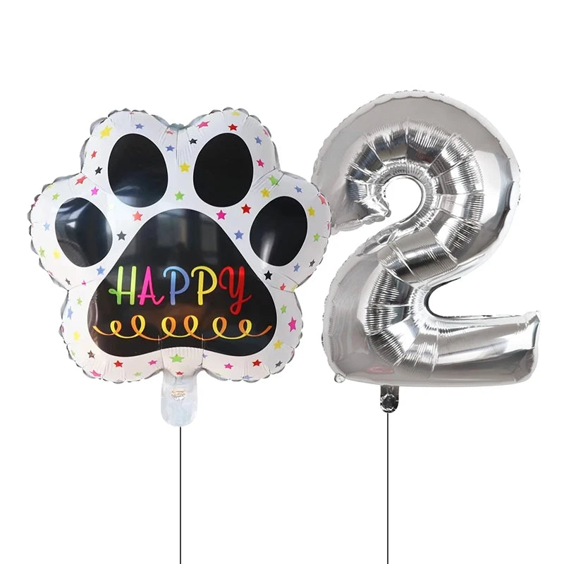 2 pieces/set Let us Pawty Big Dog PAWS Aluminum Balloons 30 inch figure 1 2 3 4 year old birthday party decoration Balloon Baby