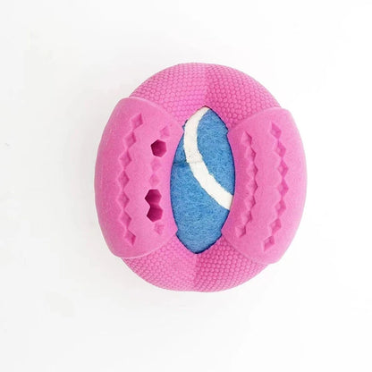 Pet dog toy rubber foam four hollowed out leaky food ball tennis ball interactive companionship for small and medium-sized dogs