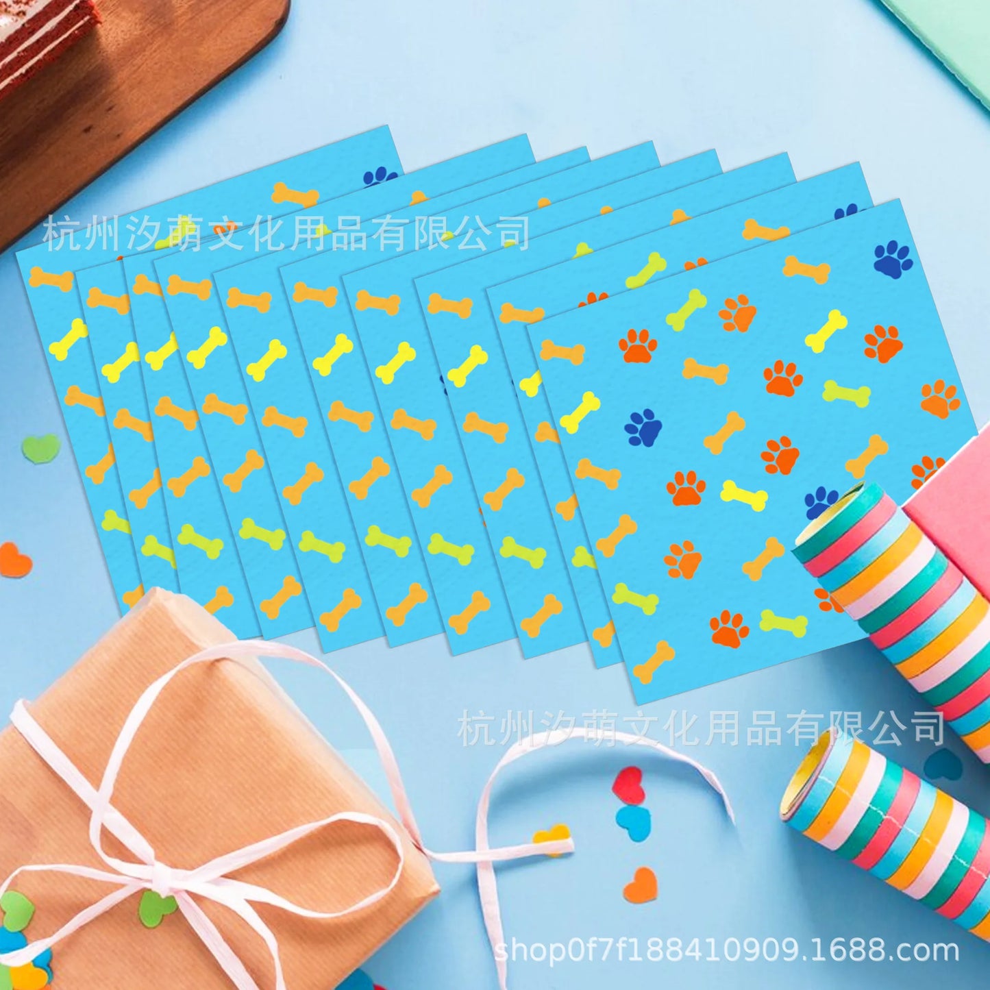 20pcs Cartoon Dog Disposable Napkins Dog Decoration Paw Prints Dog Themed Kids Birthday Party Baby Bath Decoration Supplies