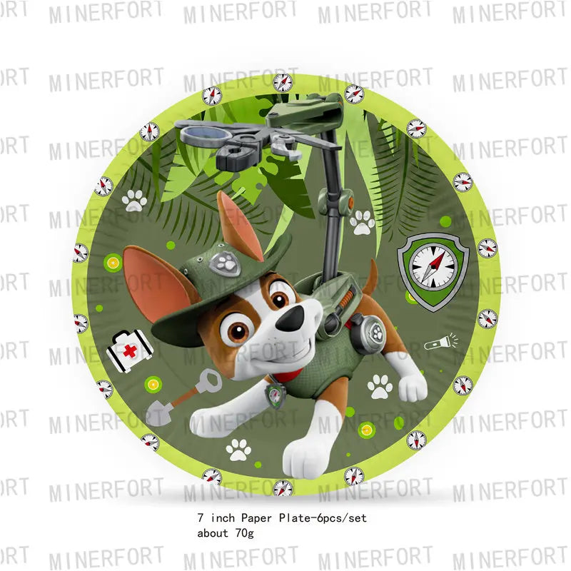 Paw Patrol Dark green dog disposable Birthday Party Decorations Tableware Balloons Birthday Decor Party Supplies Gifts for Boys