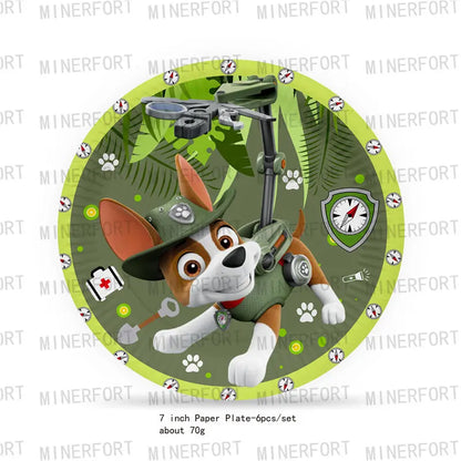 Paw Patrol Dark green dog disposable Birthday Party Decorations Tableware Balloons Birthday Decor Party Supplies Gifts for Boys