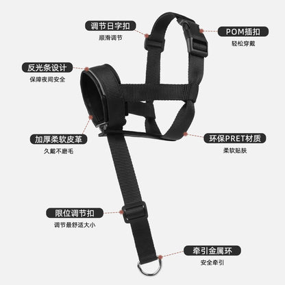 the MUZZLE STRAP - Dog Muzzle for Large/Medium Dogs – Anti-Bite, Anti-Bark Adjustable Pet Mouth Mask with Leash Loop, Training Walking Nylon Muzzle