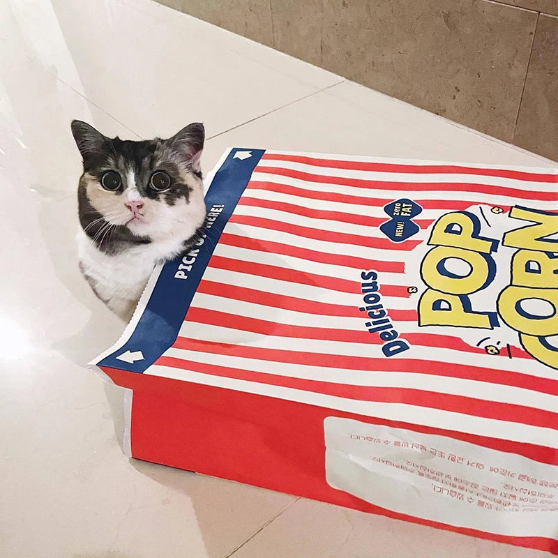 Creative Cute Hidden Food Pet Cat and Dog Kraft Paper Popcorn Paper Bag Puzzle Decompression Sound chew Dog Toy