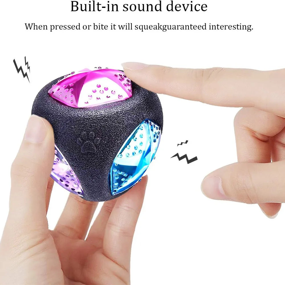 Interactive Dog Toy Squeaky Flash LED Glow Balls Dog Chew Toys for Aggressive Chewers Puppy Pet Light Up Bounce Ball Toys