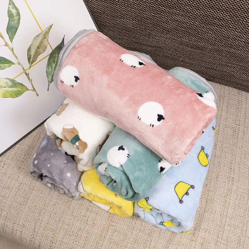 Soft Fluffy Flannel Dog Blanket Cute Cartoon Print Pet Bed Sheet Mat Warm Breathable Cat And Dog Sleeping Blankets Pet Supplies