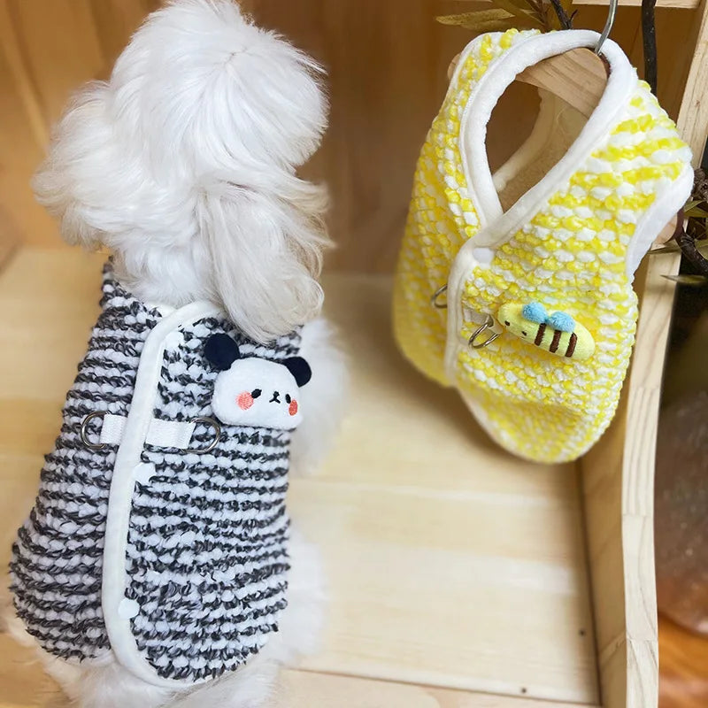 Fleece Dog Coat Puppy Winter Clothes Thin Cardigan Vest Chihuahua Bichon Costume Plush Warm Dog Coat Jacket Luxury Dog Clothing