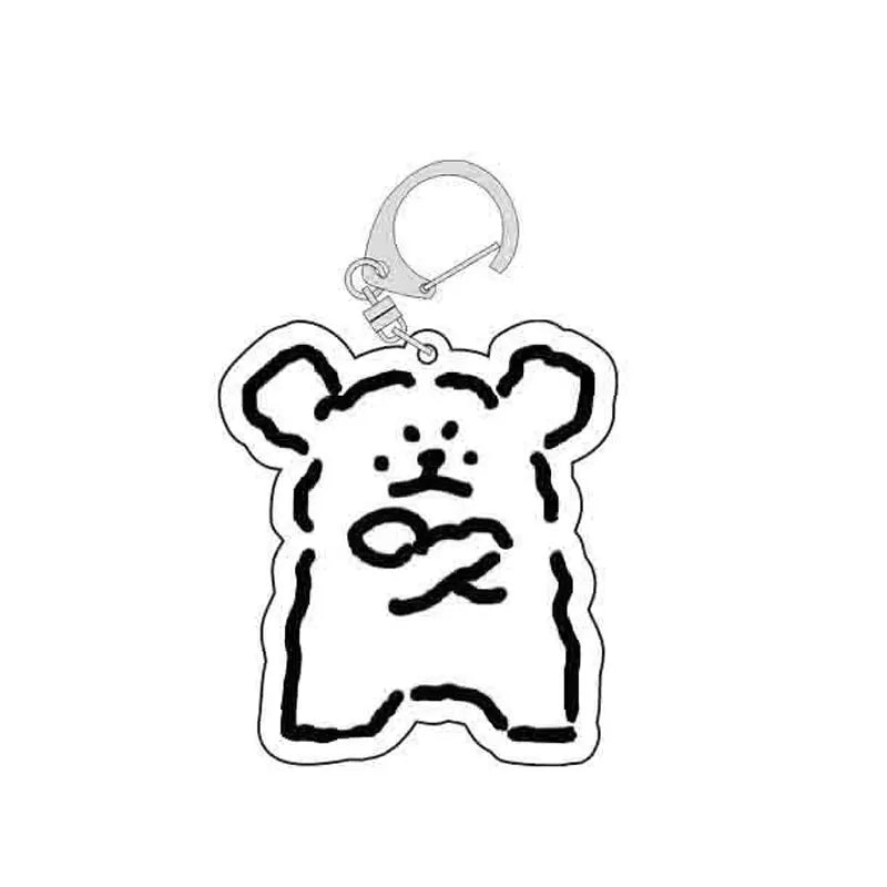 Cartoon Little White Dog Key Chain Cute Acrylic Maltese Dog Bag Pendant Micro Landscape Decoration Key Ring Jewelry Wholesale