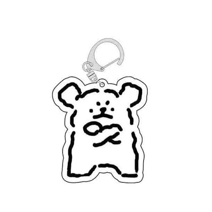 Cartoon Little White Dog Key Chain Cute Acrylic Maltese Dog Bag Pendant Micro Landscape Decoration Key Ring Jewelry Wholesale