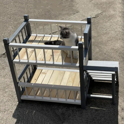 the DOGGY BUNKBED - Dog Bed, Solid Wood Princess Bed, Dog/Cat Under Pet Bunk Bed, High and Low Off the Ground Moisture-Proof Cat Kennel/Dog Kennel