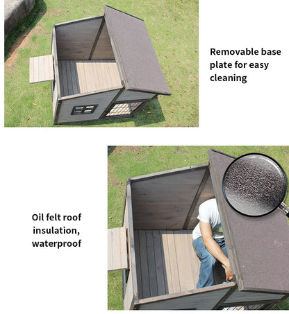 the DOUBLE DUPLEX DOGHOUSE - Custom 118cm*102cm*117cm Outdoor Dog Niche, Large Rainproof Wooden Dog Kennel, Pet Cages Houses