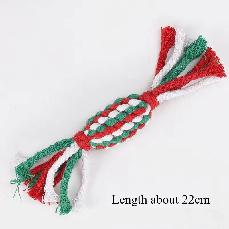 the TINSEL TUG TOY - Christmas Dog Toy, Pet Cotton Rope Knot, Interactive Dog Toys, Ball for Puppy/Chihuahua, Large Dogs Toothbrush Chew, Dog Accessories