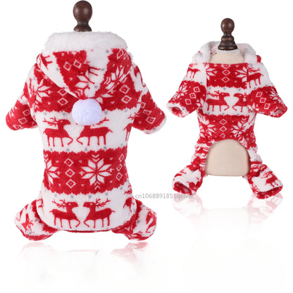 the JOLLY JAMMIES PET PAJAMAS - Winter Dog Christmas Jumpsuit, Clothes Warm Plush Pet Pajamas for Small/Medium Dogs/Cats, Overalls Puppy, Warm Dog Clothing