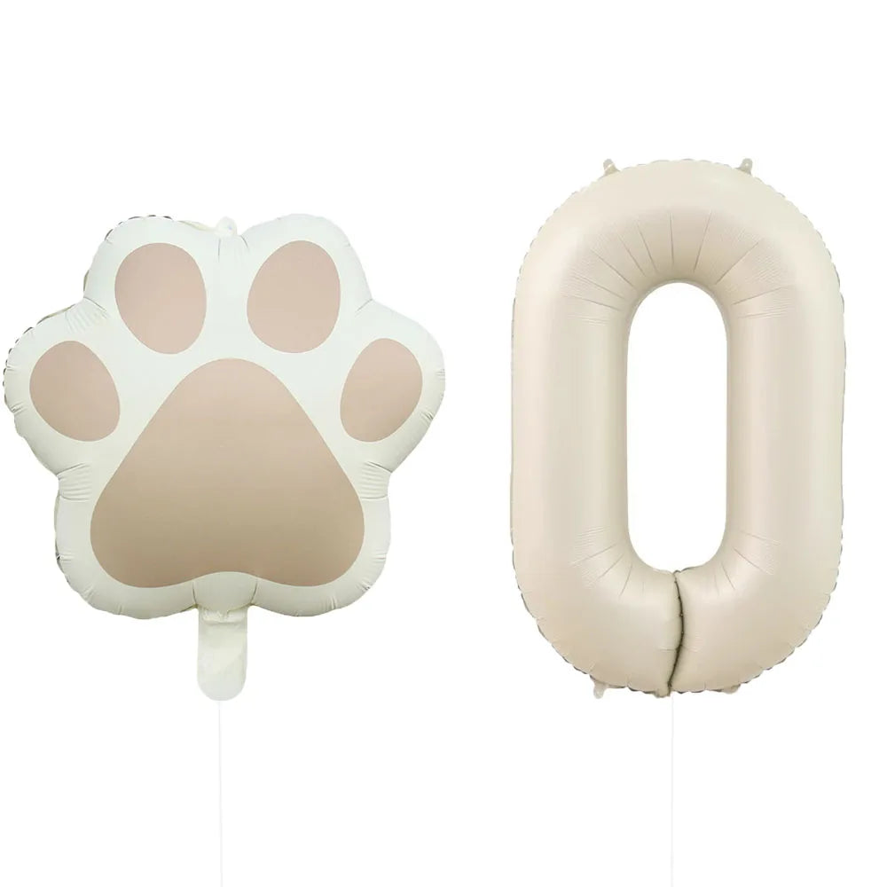 2 Pieces/Set Let us Pawty Big Dog Paws Aluminum Balloons 32 Inch Figure 1 2 3 4 Year Old Birthday Party Decoration Balloon Baby