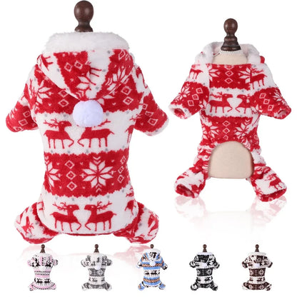 the FROSTY SNUGGLES HOLIDAY PET JUMPSUIT - Ropa Para Perros, Winter Christmas Dog Clothes, Jumpsuit Warm Plush Pet Pajamas for Medium/Small Dogs, Down Cats/Parka Puppy