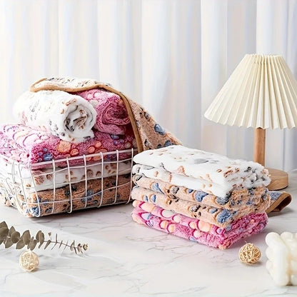Soft Flannel Fleece Cat Dog Blanket Bed Mats Paw Foot Print Warm Pet Blanket Sleeping Beds Cover Mat For Dogs Cats Pets supplies