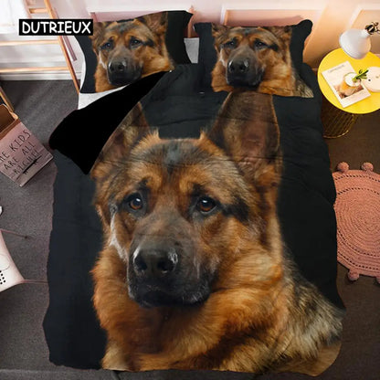 Dog Bedding Set German Shepherd Cute Pet Dog Animal Duvet Cover Sets Bed Linen for Adults Children Dog Lover Gift Bedroom Decor