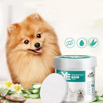 the DOGGY EAR/EYE WIPES - 130 Pcs/Set of Dog and Cat Cleaning Wipes, Pet Eye Wipes, Grooming Tear Stain Remover, Gentle Non-Foaming Wipes/Towels