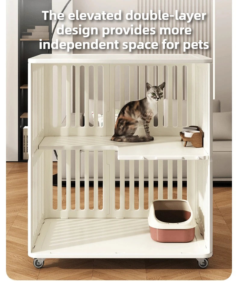 Indoor Dog House Large Space Pet Cage Noiseless Universal Wheel Transparent Dogs Villa Kennel Pet Accessories Products