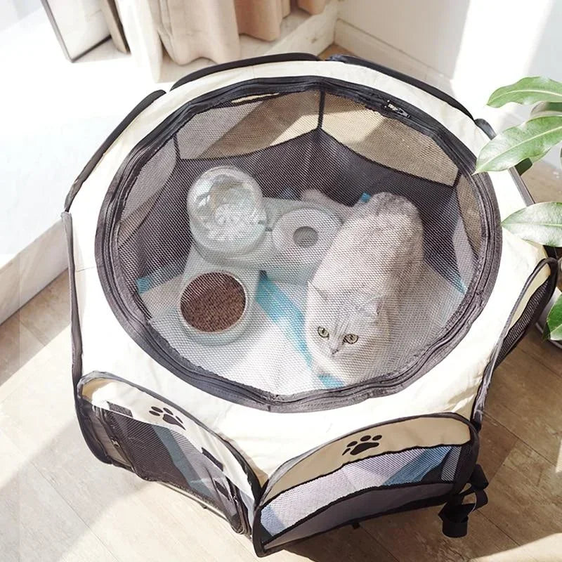 the DOGGY PLAYPEN - Portable Foldable Pet Tent Kennel, Octagonal Fence Puppy Shelter, Easy to Use Outdoor Easy Operation Large Dog Cages, Cat Fences