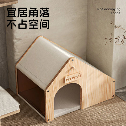 the SERENITY SANCTUARY - Doghouse, Closed Design, Sense of Security, Summer Doghouse, Pet Dog, Solid Wood House, Indoor