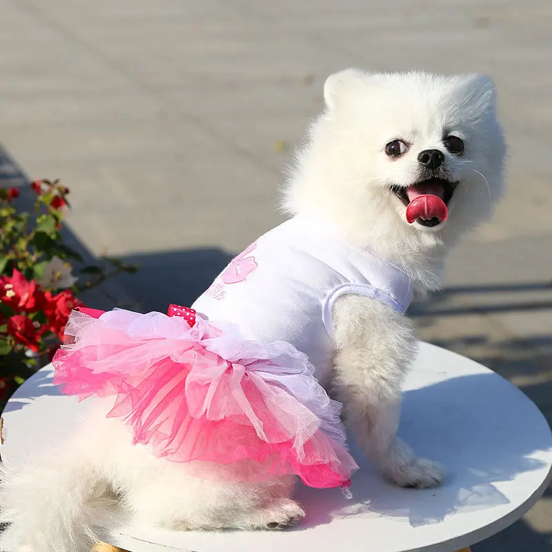 Pet Dress Dog Skirt Eye-catching Breathable Cotton Pretty Bow Knot for Summer Dog Clothes Dresses for Dogs