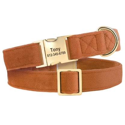 the COZY CREST PERSONALIZED COLLAR - Custom Dog Collar, Soft Velvet Dog Collars, Winter Personalized Pet ID Tag Plush Necklace for Small to Large Dogs, Pug, Free Engraving