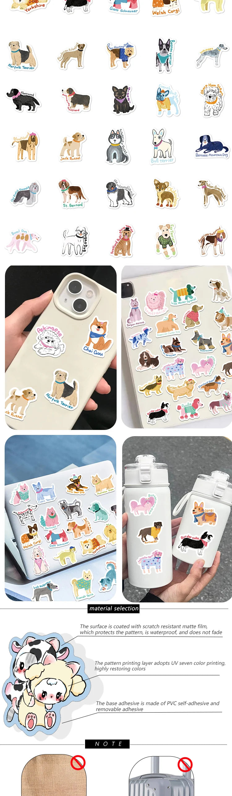 100pcs cartoon cute hand-painted wind dog stickers Diary scrapbook phone case laptop water bottle waterproof decorative stickers