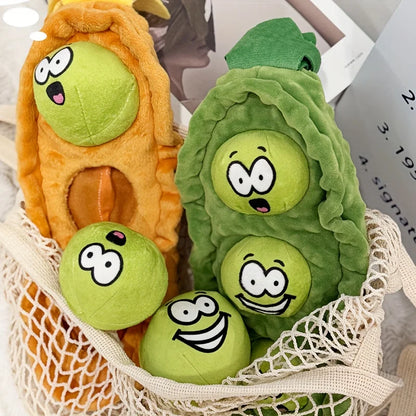 Plush Dog Sniffing Toys Interactive Pet Pea Toys for Small Medium Dogs Puzzle Bite-Resistant Puppy Squeaky Toy Dog Accessories