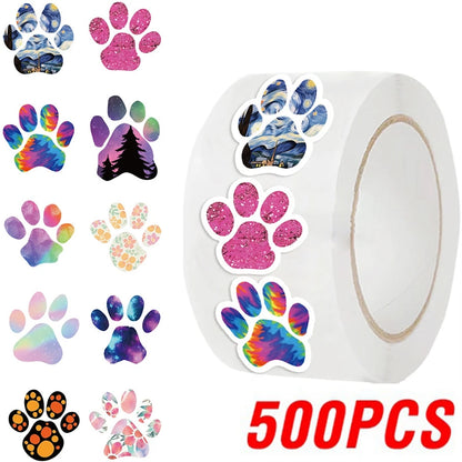 100-500pcs Creative Dog Paw Stickers Children Learning Reward Stationery Sticker Fashion Office School Decoration Seal Stickers