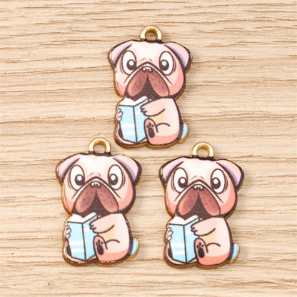 10pcs 15x22mm Cartoon Animal Charms Enamel Dog Charms for Jewelry Making Earrings Pendants Necklaces Bracelets DIY Crafts Supply