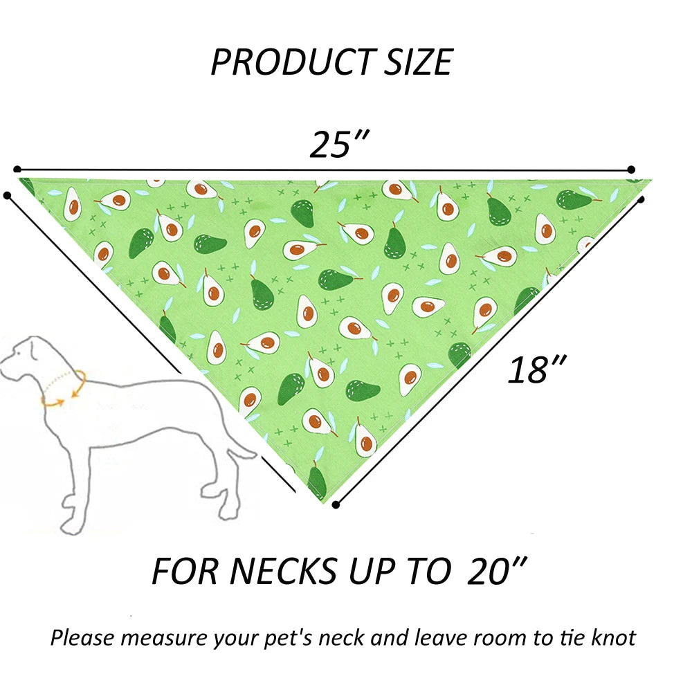 Sucado Dog Bandana Fruit Floral Spring Washable Soft Doggy Scarf Kerchief Summer Adjustable for Small Medium Large Dogs Pets