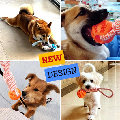 Dog Rope Ball Bite Resistance Training Ball with Rope Interesting Puzzle Teething Toy for Molar Teeth Cleaning Boredom Relieving