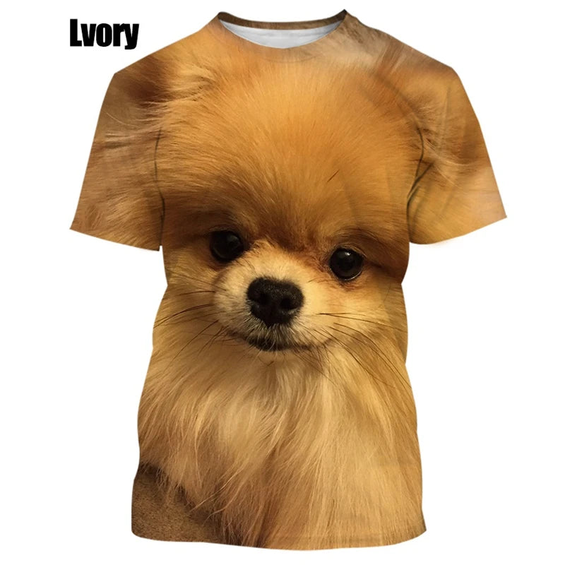 the PUFFY POMERANIAN - New Summer Hot Sale Funny Dog Pomeranian 3D Printing High Quality Men's and Women's T-Shirt Tops, Cute Tee Clothing