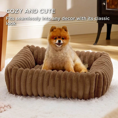 Luxury Warm Bed for A Small Dog W/ Armrest Cat Nest Pet Plush Kitten Winter Sofa Puppy Bed Detachable Washed for Cat Accessories