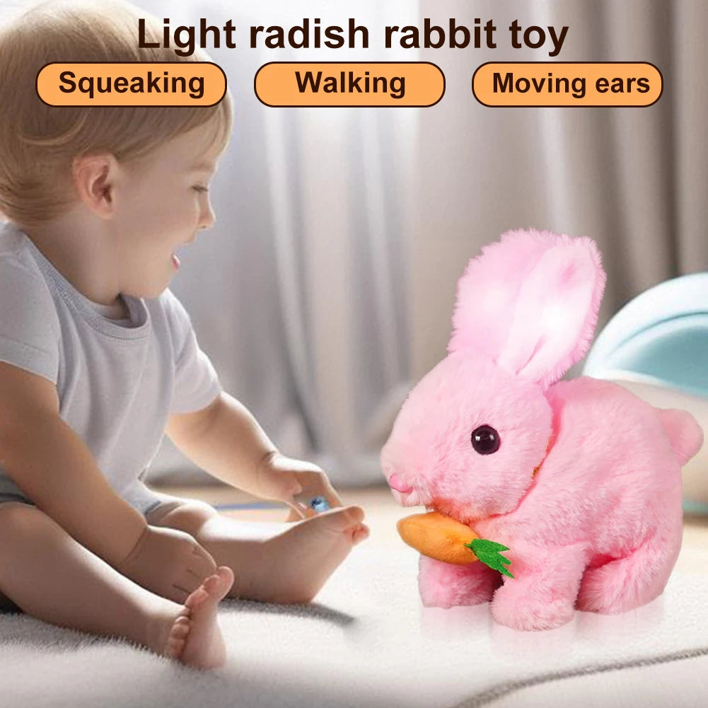 New Simulation Electric Rabbit Pet Toys Cute Electric Rabbit Interactive Toys Gift for Toddlers Birthday Plush Carrot Bunny Toys