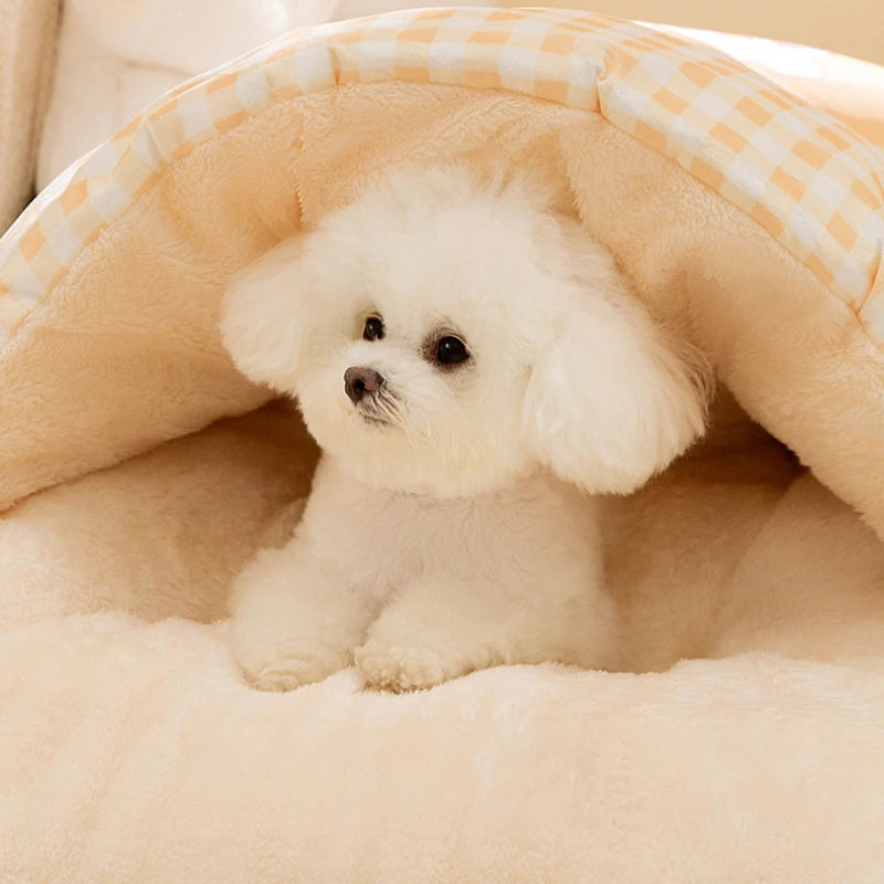 Kitten Sleeping Bag Pet Bed with Pillow Small Dog Teddy Bear Pen Autumn and Winter Warm Enclosed Quilt Bag Big Cat Nest