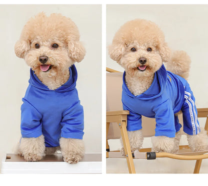 Soft Velvet Dog Jumpsuit Puppy Pajamas Onesie with Hoodie Pet Apparel Spring Autumn Cozy Dog Clothes for Small Medium Dogs