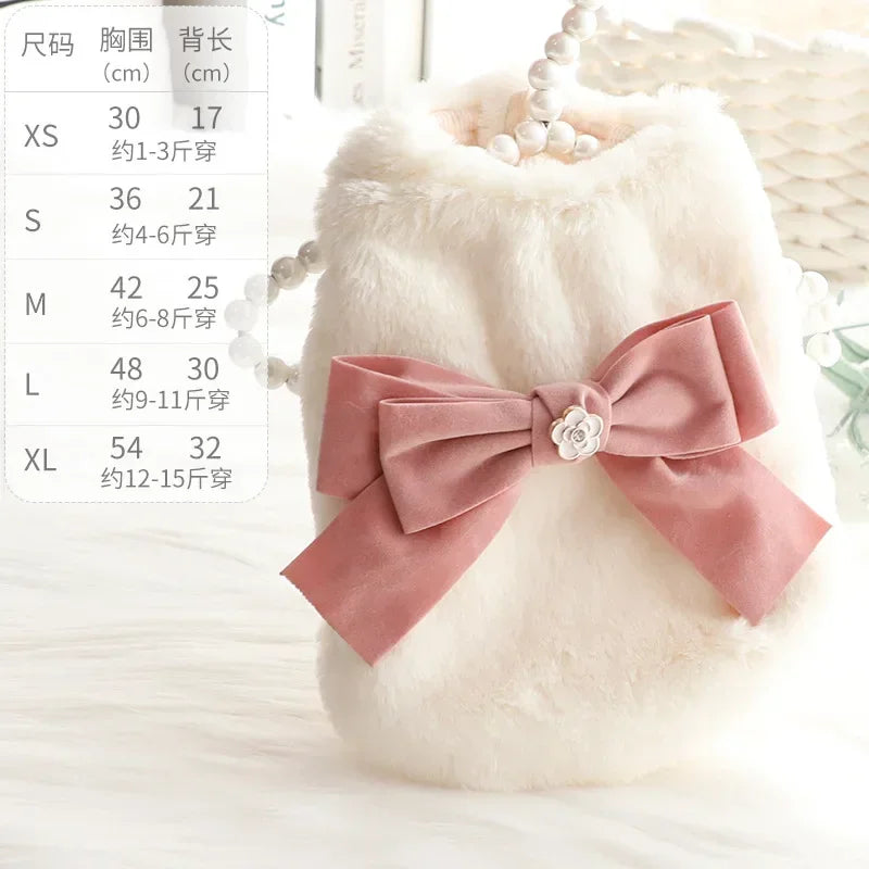 the PRINCESS PUPPY - Dog/Cat Princess Cotton Clothes, Elegant Luxury Fur Winter Overcoat for Small Dog/Cat, Clothes Bowknot Chihuahua