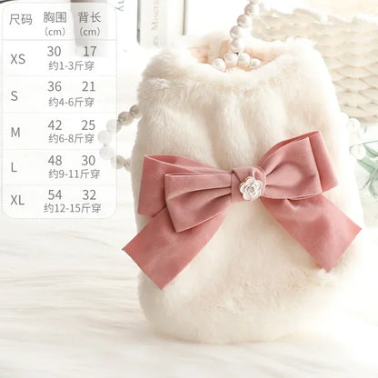 the PRINCESS PUPPY - Dog/Cat Princess Cotton Clothes, Elegant Luxury Fur Winter Overcoat for Small Dog/Cat, Clothes Bowknot Chihuahua