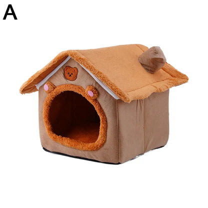Cat Dog House Nest Winter Warm Pet Bed Small For Dogs Cats All Season Removable Washable Pet Nest Waterproof Bottom Cozy Shelter