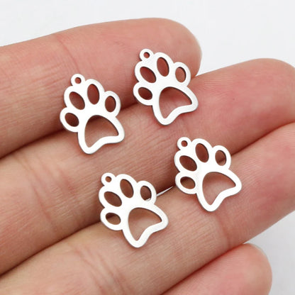 30pcs 14x11mm No Fade 316 Stainless Steel Dog/Cat Footprint Charms Pendant Jewelry Making Accessories DIY for necklace bracelet