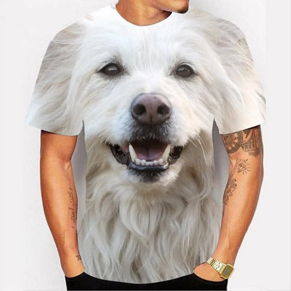 the GOLDEN BOY - Cute Dog Face Graphics T-Shirts, Summer Fashion Short Sleeve Funny 3D Animals Printed T-Shirts, Men's Casual Loose Harajuku Tees