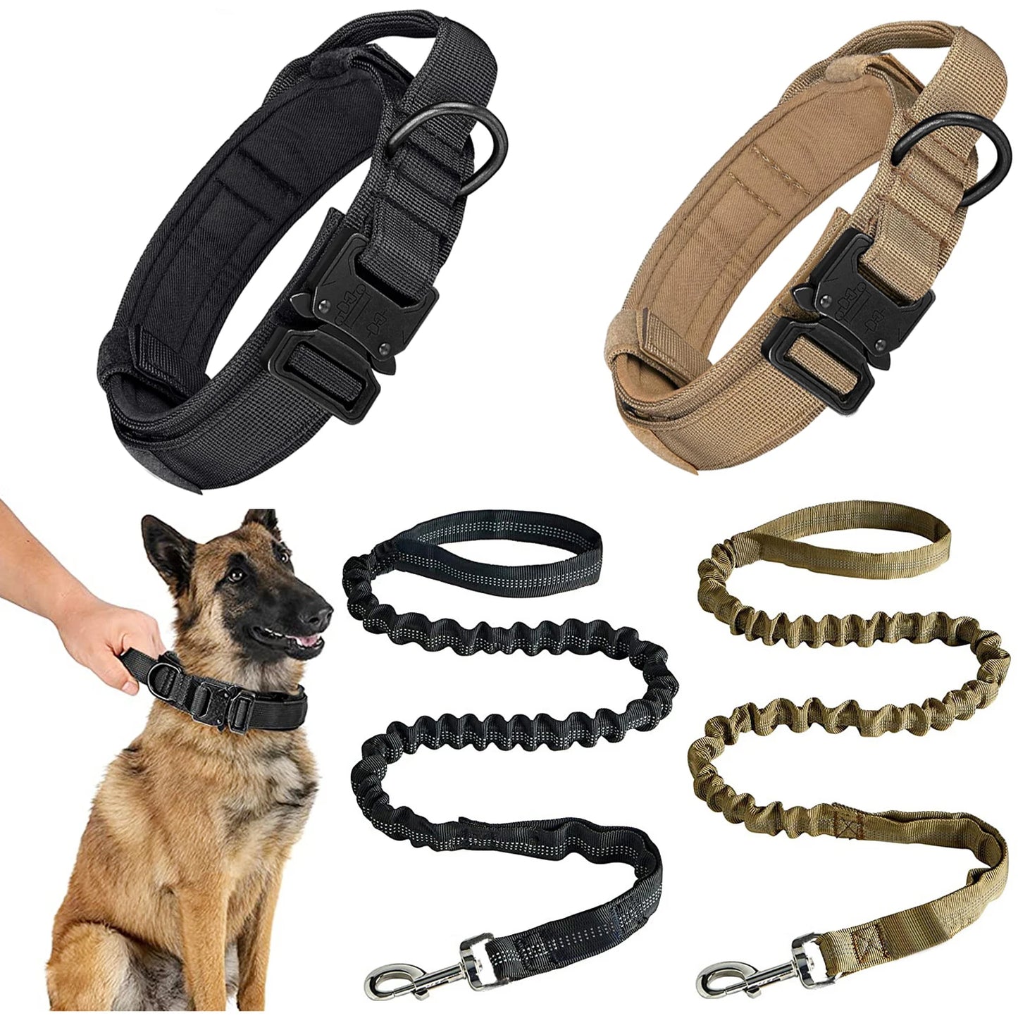 the ALPHA ARMOR TACTICAL SET - Heavy-Duty Military Tactical Dog Collar & Leash Set: Adjustable & Durable for All Sized Dogs