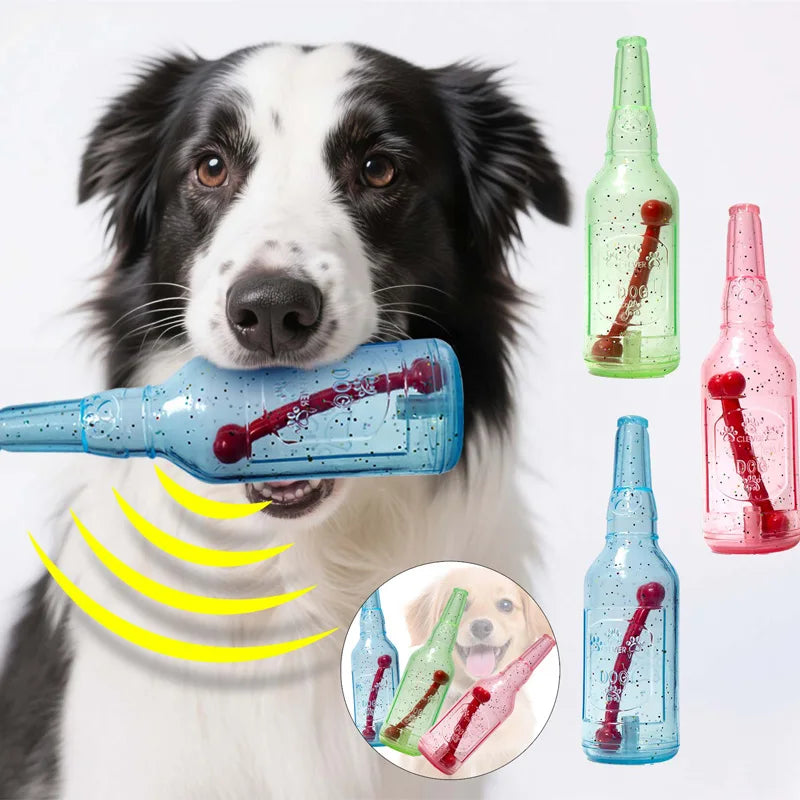 Pet Chew Toy Summer Floating Rubber Bottle For Puppy Interactive Teeth Cleaning Dog Squeaky Toy With Bone Dogs Toys